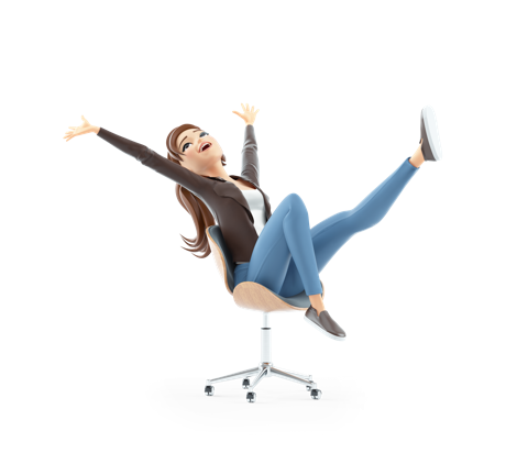 Mascot: erfolgreich im Bürostuhl